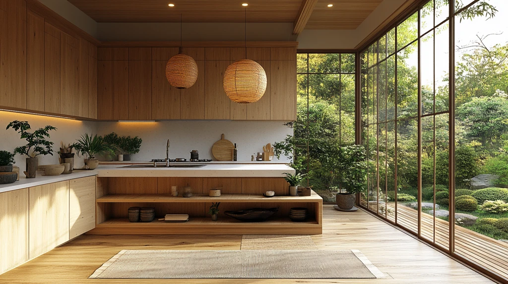 木质橱柜白石台面