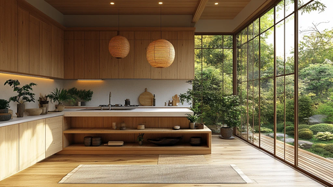 木质橱柜白石台面