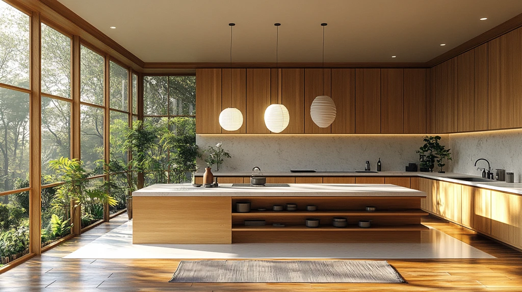 木质橱柜白石台面