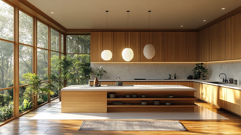 木质橱柜白石台面