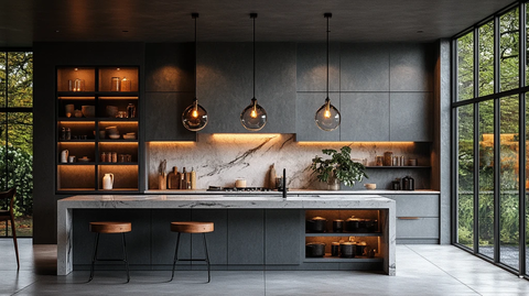 灰色橱柜白色台面