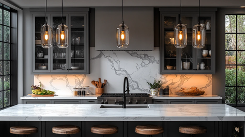 灰色橱柜白色台面