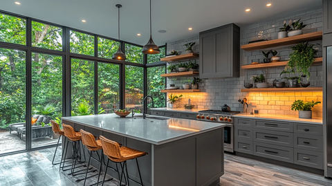 灰色橱柜白色台面