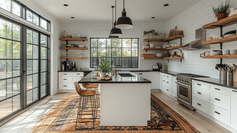 白色橱柜黑色台面