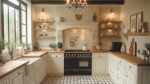 白色橱柜木纹台面