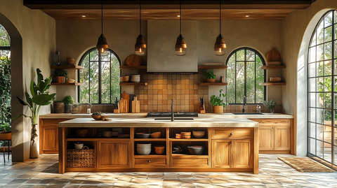 木柜石台花饰灯饰