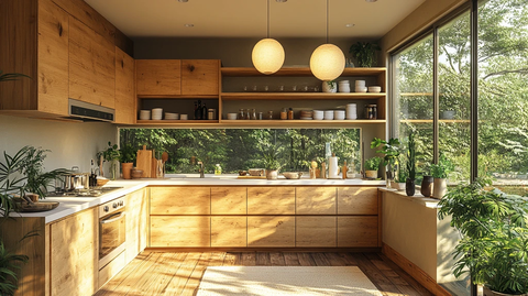 木柜白台纸灯绿植