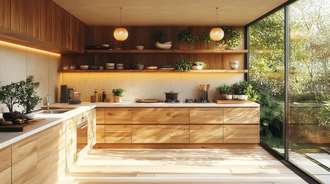 木柜白台纸灯绿植