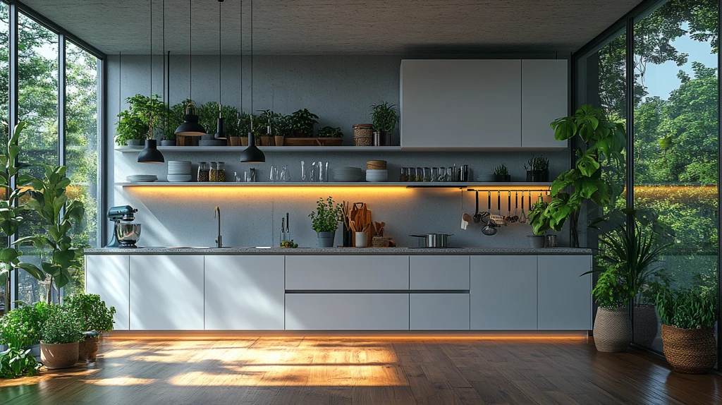 白色橱柜灰色台面