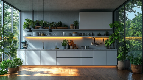 白色橱柜灰色台面