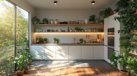 白色橱柜灰色台面