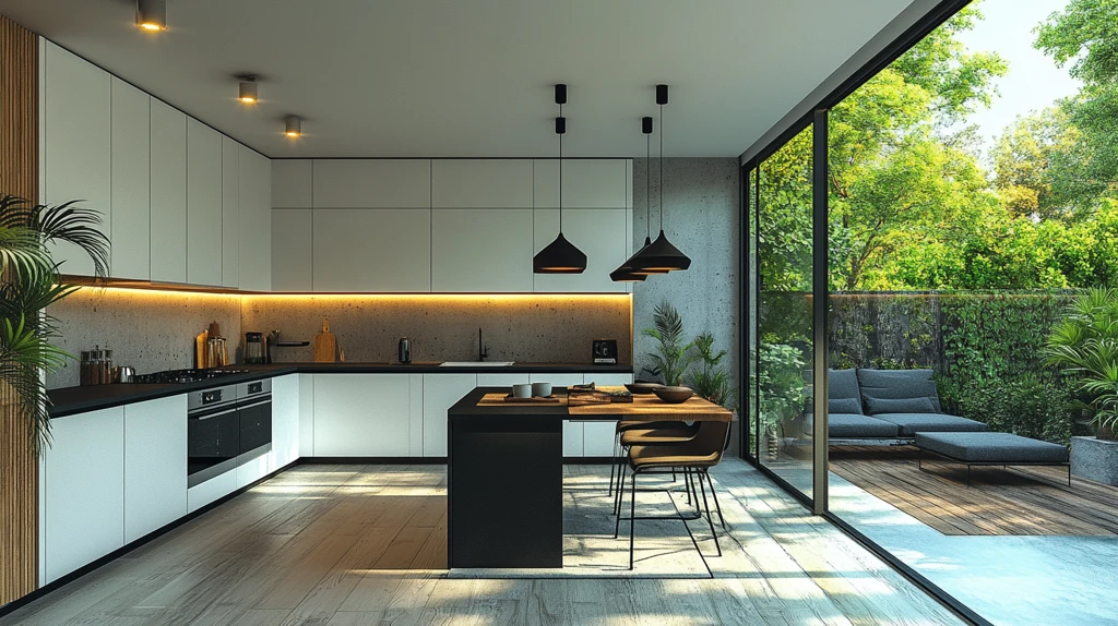 白色橱柜黑色台面