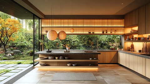 木柜石台和纸灯