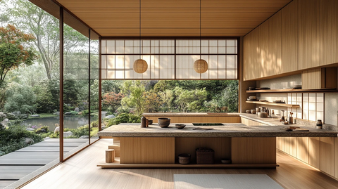 木柜石台和纸灯