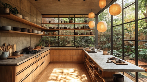 木柜石台和纸灯