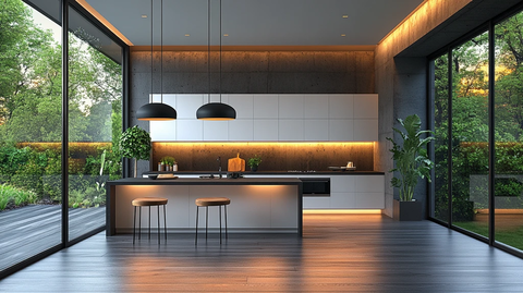 白色橱柜黑色台面