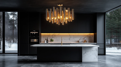 黑色橱柜白色台面