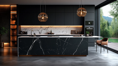 黑色橱柜白色台面