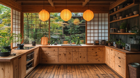 木质厨房绿植布置