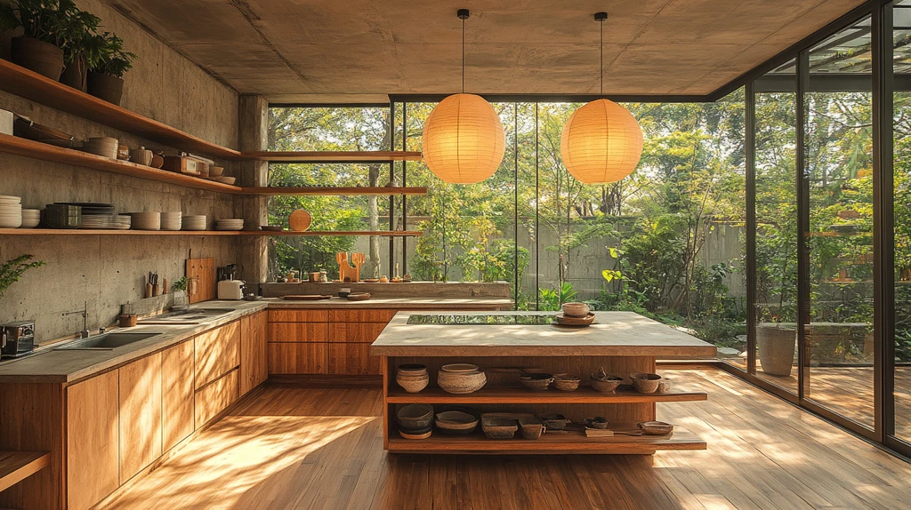 木质厨房绿植布置