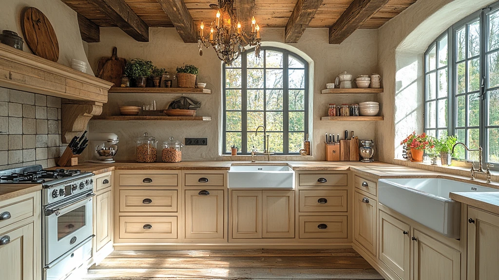 乡村厨房轻木柜花饰