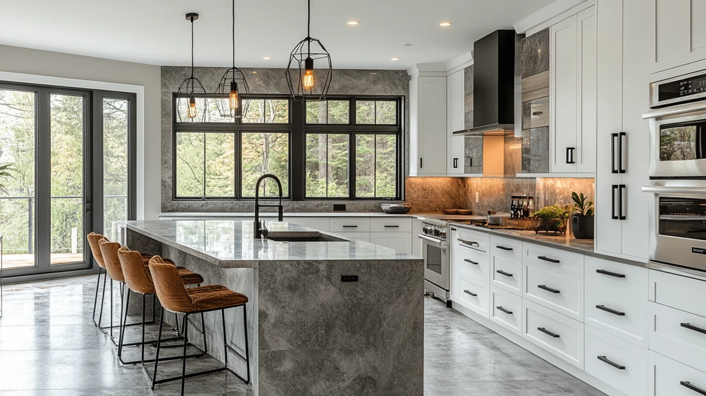 白厨柜灰石台面