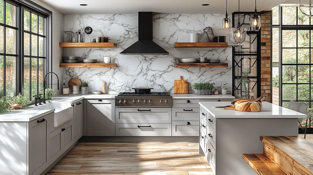 灰柜白台现代厨房