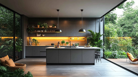 灰柜白台现代厨房