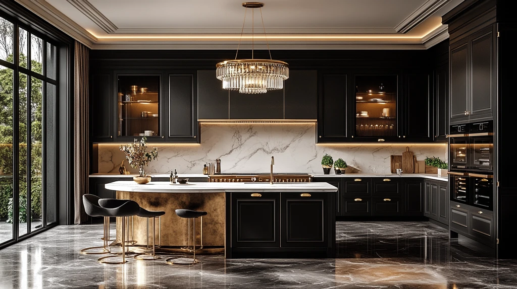 黑色橱柜金色把手