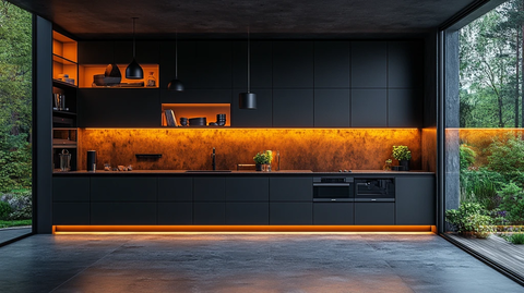 黑色橱柜金属台面