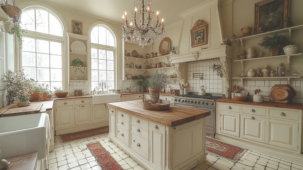 白色橱柜木纹台面