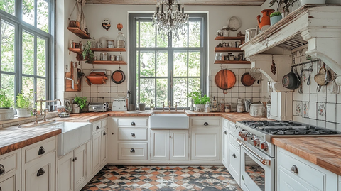 白色橱柜木纹台面