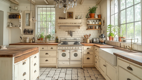 白色橱柜木纹台面