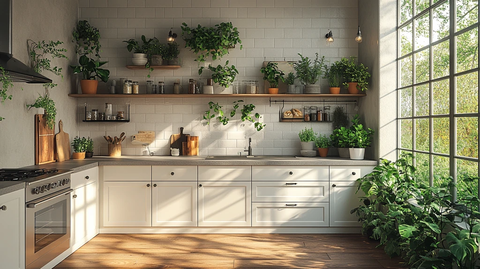 白色橱柜灰色台面