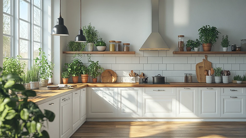 木纹厨房白色橱柜