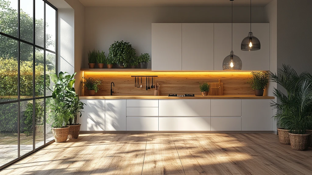 木纹厨房白色橱柜