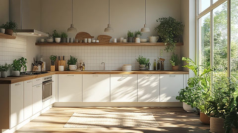 木纹厨房白色橱柜