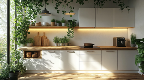 木纹厨房白色橱柜