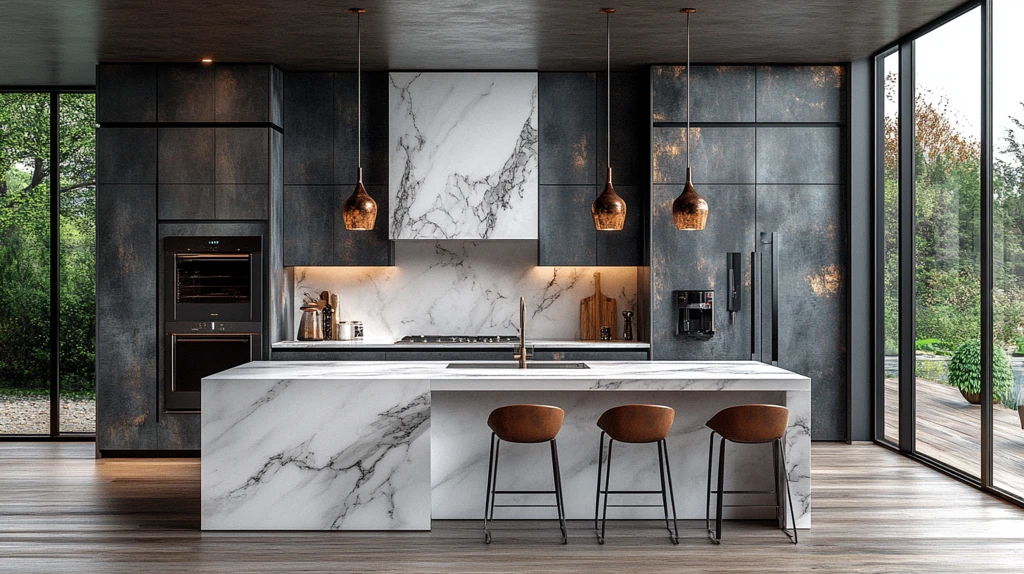 灰柜白石台面厨房