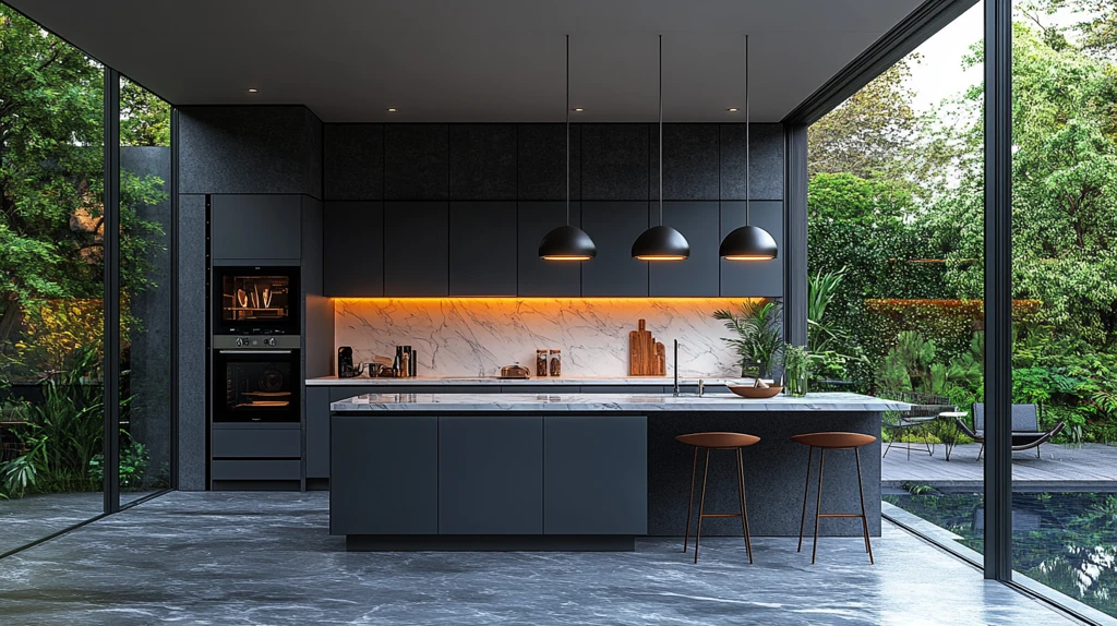 灰柜白石台面厨房