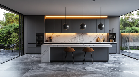 灰柜白石台面厨房