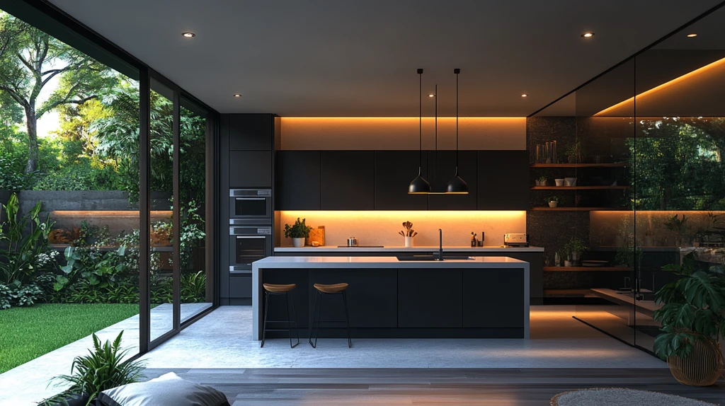 黑白金属简约厨房