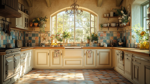 木纹橱柜花饰吊灯