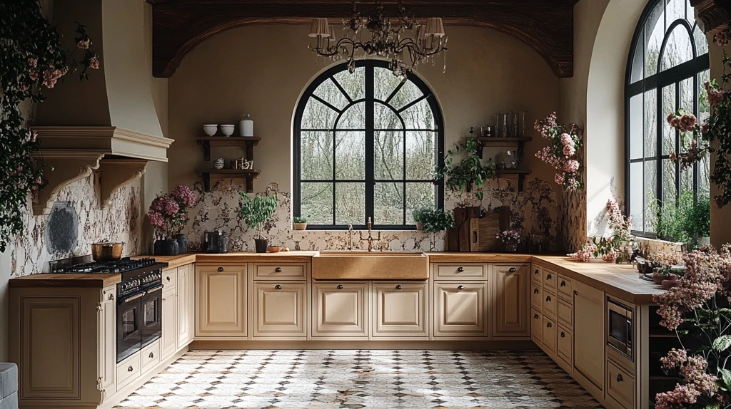 木纹橱柜花饰吊灯