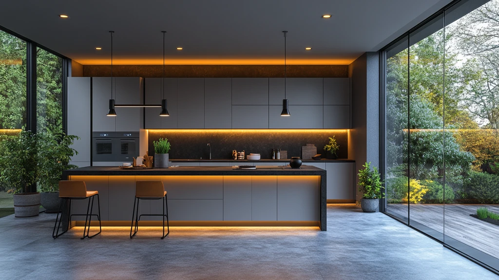 灰色橱柜黑色台面