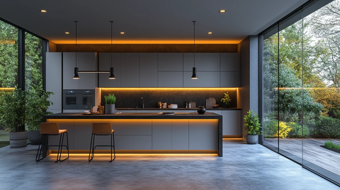 灰色橱柜黑色台面