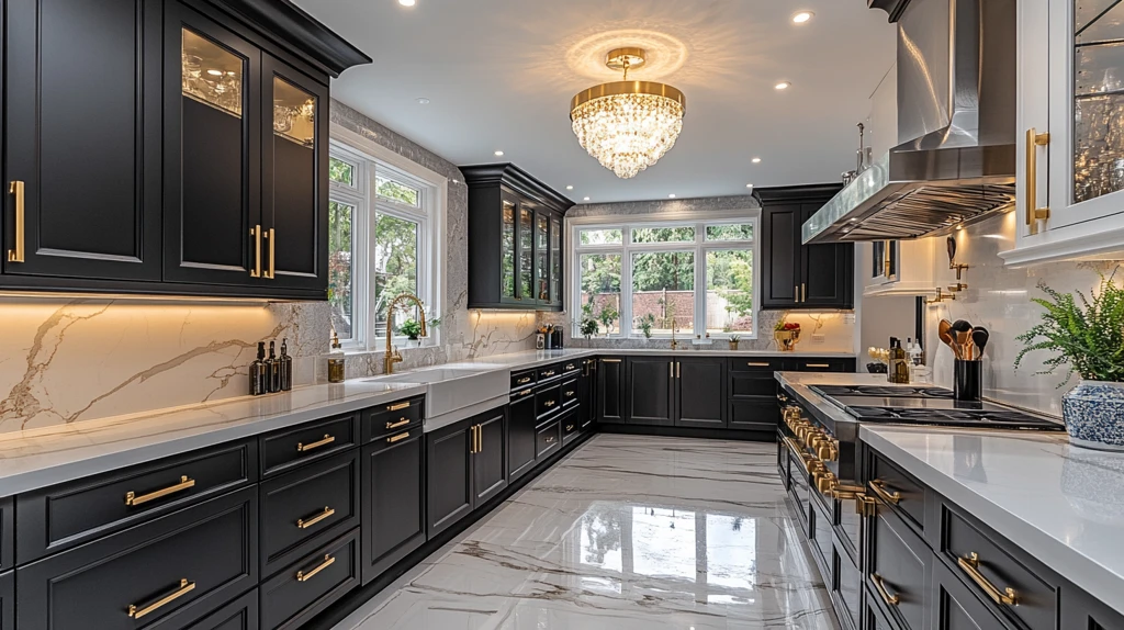 黑色橱柜金色把手