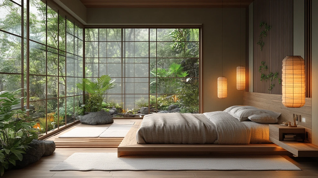 榻榻米绿植卧室