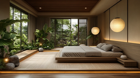 榻榻米绿植卧室