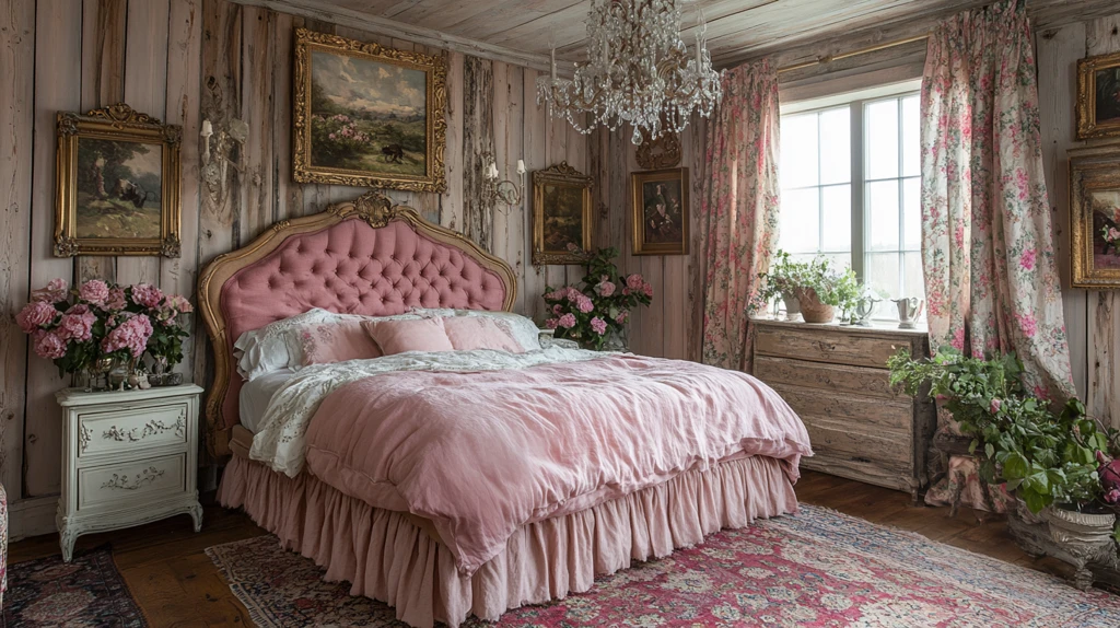 粉色床头雕刻柜